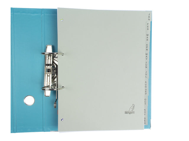 Tabblad ECO Kangaro A4 Buchstaben 180 Gramm grauer Karton 4-fach 12-teilig Jan.-Dez