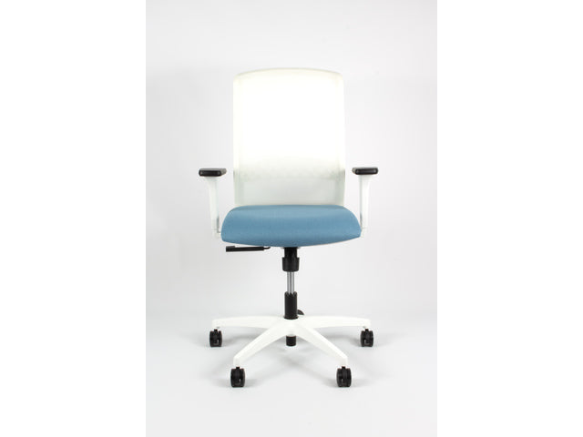 Bureaustoel Linea Tekna Wit 01 l.blauw/wit met 3D armleuning