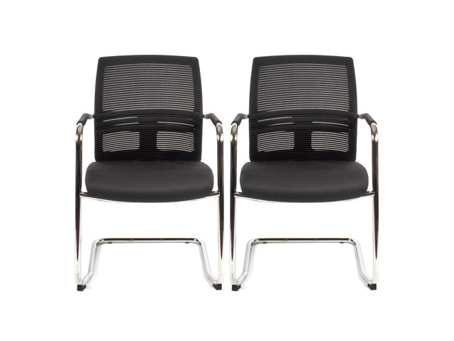 Bezoekersstoel Linea Omnia 05 zwart/zwart set van 2 stuks