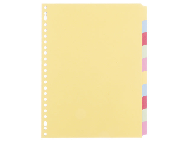 Tabblad Multo A4 23r blanco gerecycled karton 160 gram 10 delig assorti kleuren