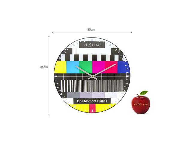 Wandklok NeXtime dia. 35 cm, Bol-Glas, mehrfarbig, 'Testpage Dome'