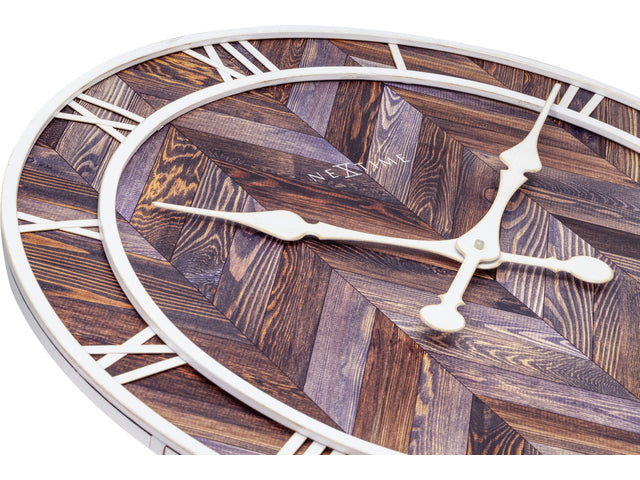 Wandklok Nextime Roman Vintage dia 58cm hout Donker bruin