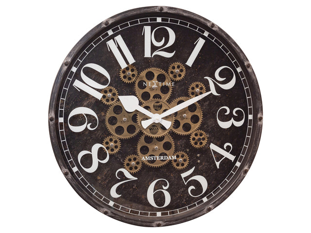 Schwarzer Klok – Großer Wandklok – 50 cm – Bewegende Tandem – „Henry“ – NeXtime