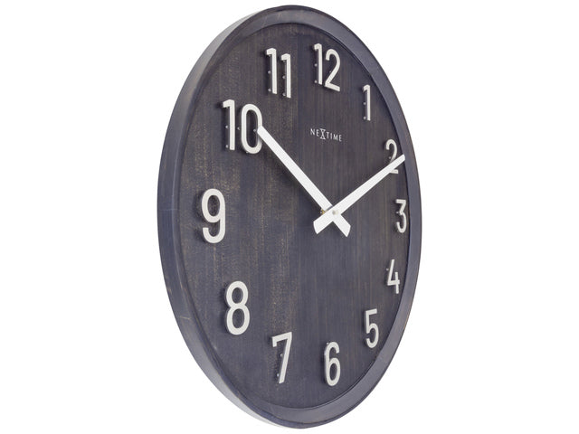 Große Wanduhr – 50 cm – Stille Uhr – Walnuss – Schwarz – NeXtime „Precious“