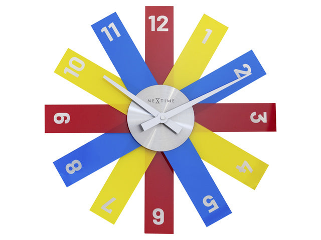 Design wandklok - 40cm- Stille klok - Multicolor - Acryl - NeXtime "Plexi"