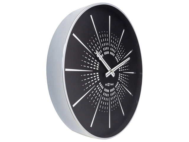 Stille wandklok - 40cm- Zwart - Metaal -NeXtime "Excentric"