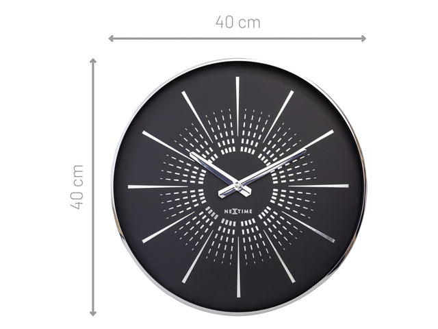 Stille wandklok - 40cm- Zwart - Metaal -NeXtime "Excentric"