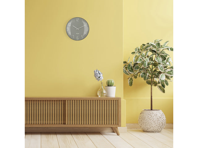 Wandklok Nextime dia 35cm bolvormig glas grijs kunststof Kap