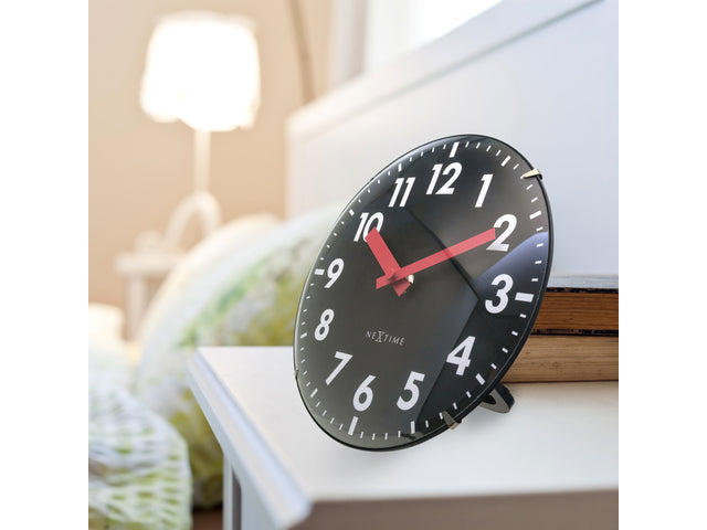 Tafelklok Nextime Duomo Mini 20 cm mit schwarzem Glas und Glaslinse