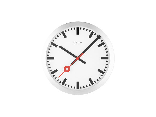 Wandklok NeXtime dia. 19 cm, geborstetes Aluminium, 'Station'