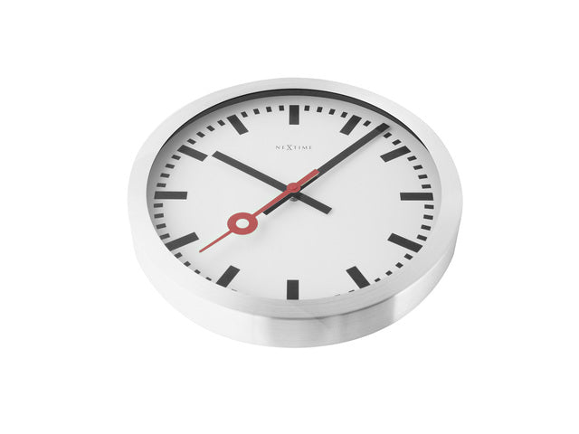 Wandklok NeXtime dia. 19 cm, geborstetes Aluminium, 'Station'