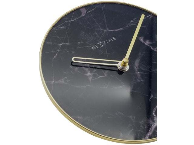 Tafelklok Nextime Marble Table dia 20cm glas zwart