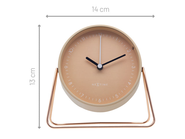 Wekker Nextime Berlin Tafel 14x13 cm roze metaal