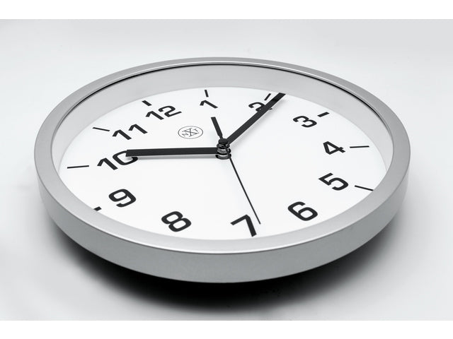 wanduhr NXT durchmesser 20 cm kunststoff silber, weiß wijzerplaat