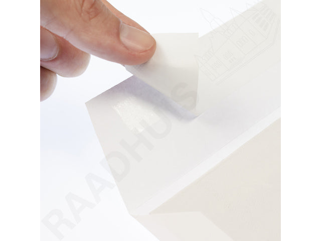 Bordrugenvelop Raadhuis 220x312mm EA4 wit met plakstrip doos a 100 stuks
