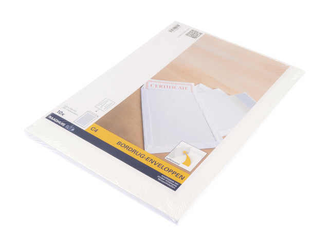 Bordrugenvelop Raadhuis 229x324mm C4 wit met plakstrip krimp a 10 stuks