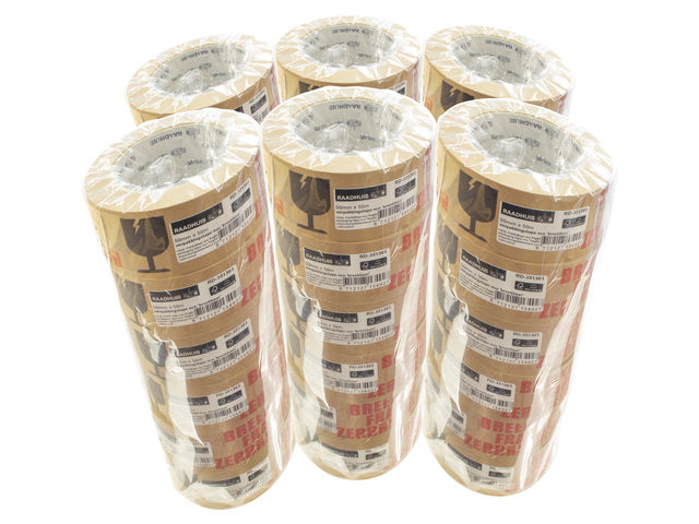 Verpakkingstape ECO Raadhuis 50mm x 50m papier breekbaar doos a 36 rol