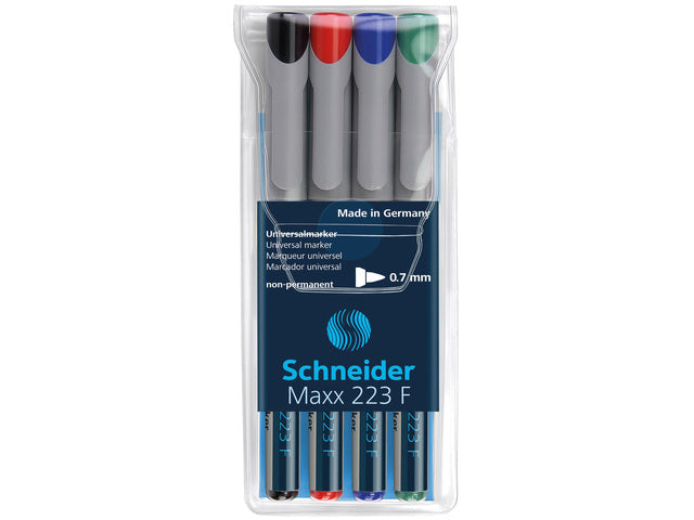Universele marker Schneider Maxx 223 F niet-permanente etui a 4 stuks assorti