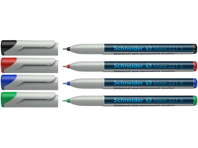 Universele marker Schneider Maxx 221 S niet-permanente etui a 4 stuks assorti