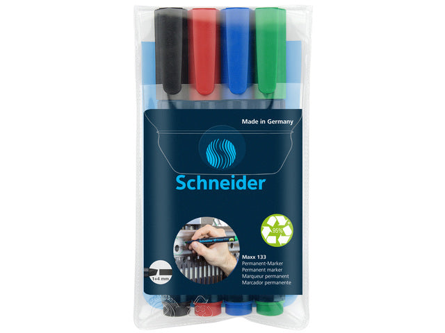 Marker Schneider Maxx 133 permanent beitelpunt etui á 4 stuks