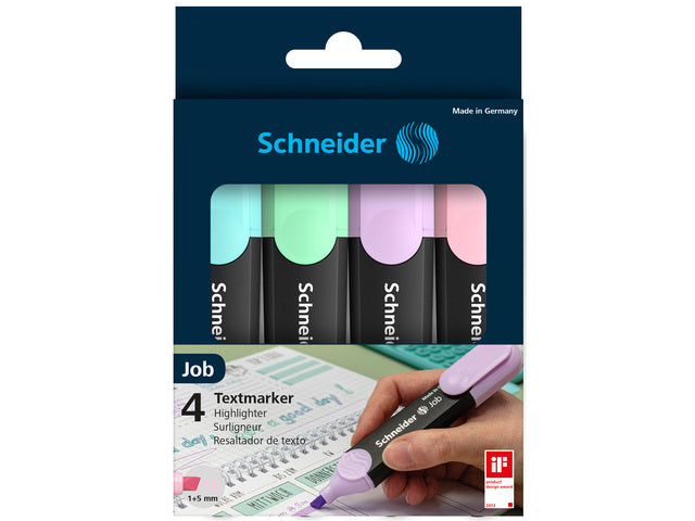 Tekstmarker Schneider Job pastelkleur ass. etui een 4e.