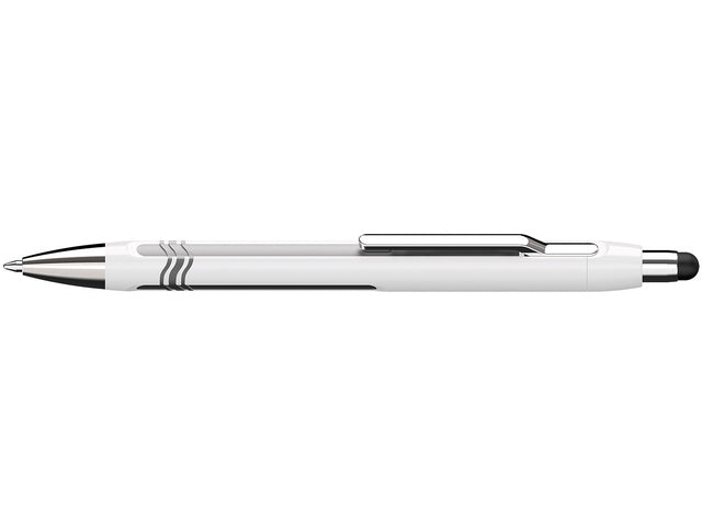 Balpen Schneider Epsilon Touch blauwschrijvend, huls wit/zilver