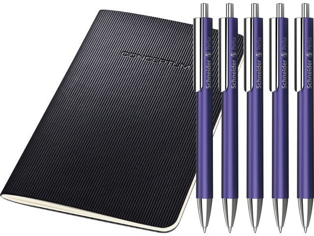 balpen Schneider Perlia violet XB 5 stuks + gratis notitieboek A6