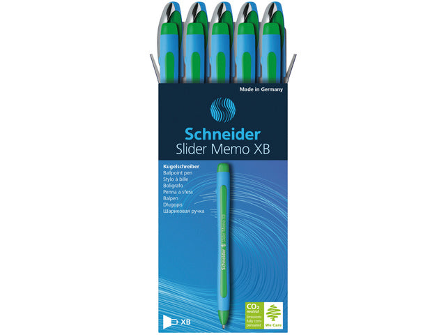 Balpen Schneider Memo XB 1,4mm kogelbreedte groen doos 10 stuks