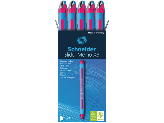 Balpen Schneider Memo XB 1,4mm kogelbreedte roze doos 10 stuks