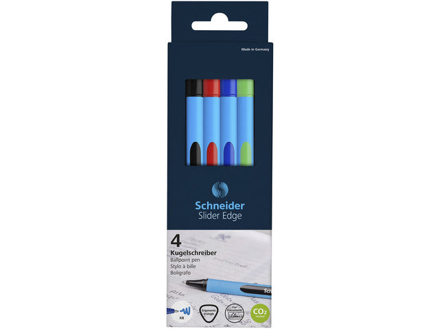 Balpen Schneider Slider Edge Kartonetui mit 4 Stück Grundfarben