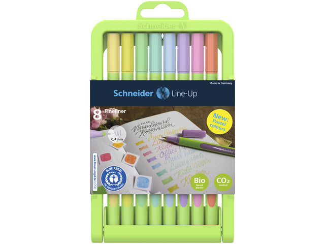 Fineliner Schneider Line-Up Pastel 0,4mm verstelbare etui 8 stuks