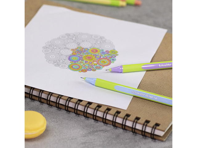 Fineliner Schneider Line-Up Pastel 0,4mm verstellbares Federmäppchen 8 Stück