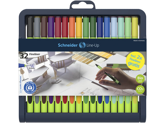 Fineliner Schneider Line-Up 0,4mm assorti 32 stuks incl. 2x gratis Line-Up touch