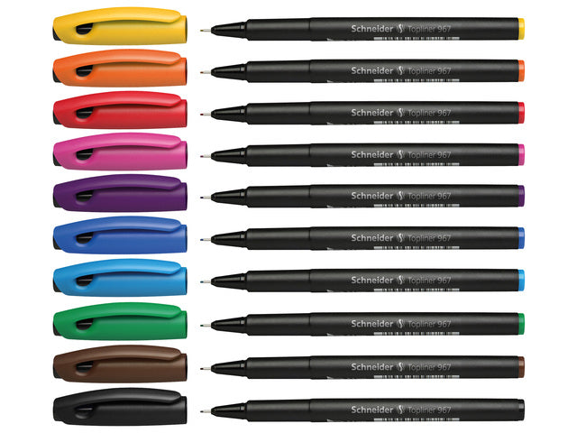 Fineliner Schneider Topliner 967 0,4mm etui a 10 stuks assorti