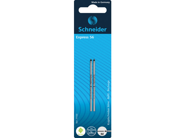 Balpenvulling Schneider Express 56 M 2 stuks op blister zwart