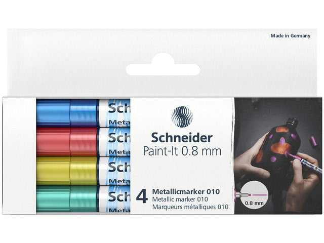Metallic marker Schneider Paint-it 010 0.8mm etui 4st. (metallic blauw, rood,