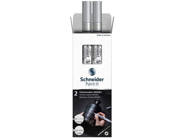 Chrome marker Schneider Paint-it 060/061 etui 2stuks 0.8 en 2 mm