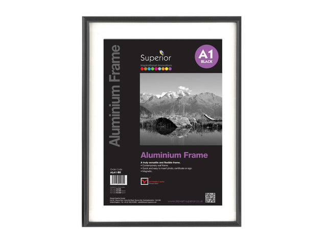 Fotolijst Seco A1 zwartkleurig Geborsteld aluminium. 11 mm