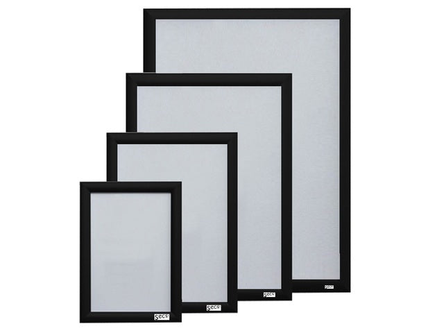 Klicken Sie auf Seco A4, schwarz, 25 mm, Aluminiumrahmen, Anti-Eichel-PVC-Vorderseite