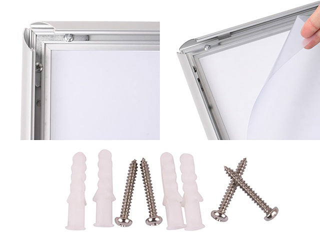 Kliklijst Seco A4 25mm aluminium frame, antiglans PVC voorkant