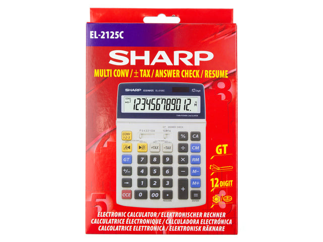 Taschenrechner Sharp EL2125C Grijs Desk 12-stellig