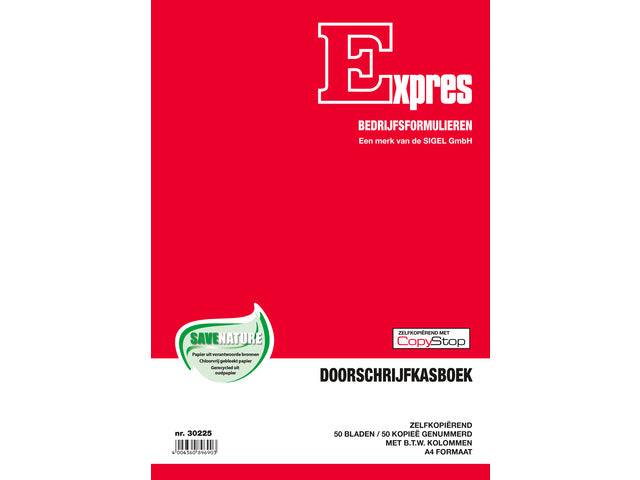 Doorschrijfkasboek Sigel Expres met BTW kolom A4 2x50 blad