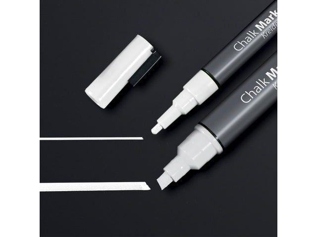 Krijtstift Sigel wit set 2 stuks ronde- en beitelpunt