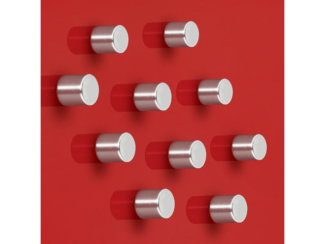Magneten Sigel voor glasbord set 10stuks zilverkleurig C5 sterk rond 10mm