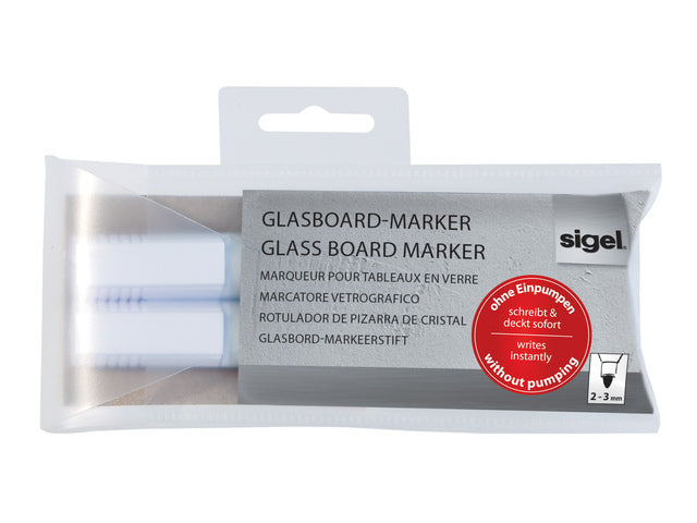Glasbordmarker-Sigel-Set, 2 Stück mit Rundlochung 2-3 mm