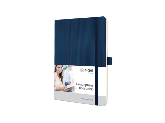 Benachrichtigungsbuch Conceptum Pure A5 blau gelinieter Softcover. Genummerte Seiten, Innenausstattung, elastisches DMV-Kabel, Stifthalter, 2 Stifte. 194 Seiten 80 Gramm chamoiskleriges Papier. PEFC-zertifiziert.