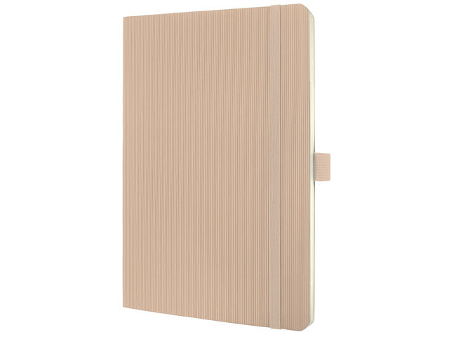 Notitieboek Conceptum A5 Beige gelinieerd softcover. Nummerde pagina's, inhoudsopgave, sluiting dmv elastiek, lus voor pen, 2 leeslintjes. 194 pagina's 80 grams chamoiskleurig papier. PEFC-gecertificeerd.135x210x14mm,