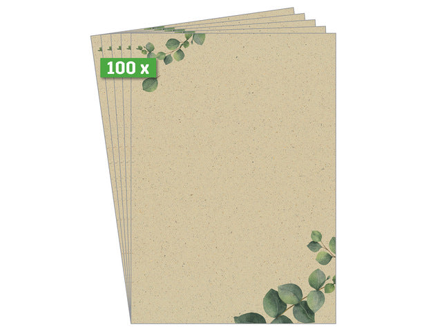 Papier met motief Sigel, Eucalyptus, tweezijdig motief, graspapier, FSC Mix Credit (Inkt/Laser/Kopie), 100 gr, A4, 100 vel