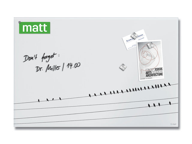 Glasmagnetbord Sigel mat LITTLE BIRDS 600x400x15mm 3 magn + bevestigingsmat.