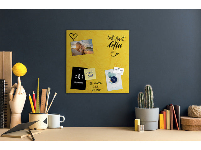 Glas-magneetbord Sigel Artverum Yellow Structure mat 480x480x15mm